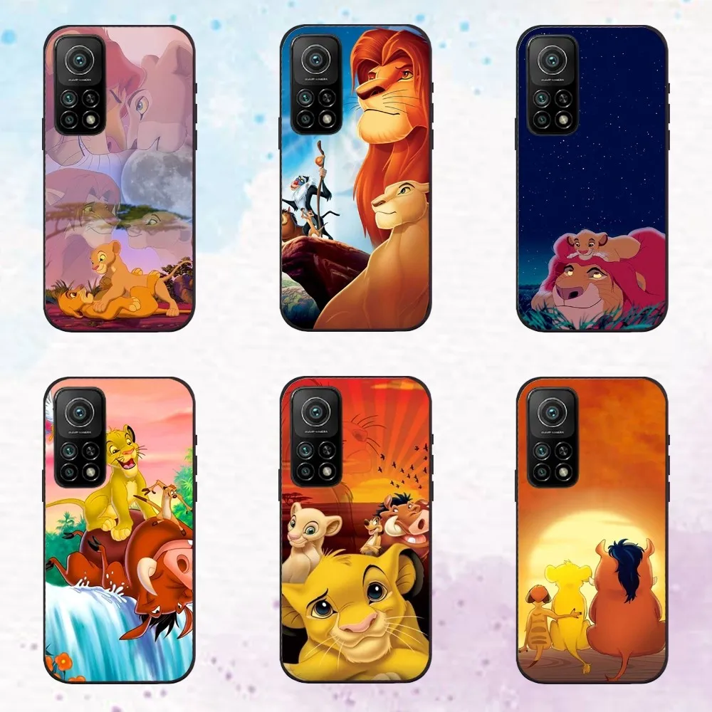 MINISO The Lion King  Phone Case  For Xiaomi 11 12 Redmi 6 7 K40 6A Note6 7 8 9 11 Black Silicone Soft Case