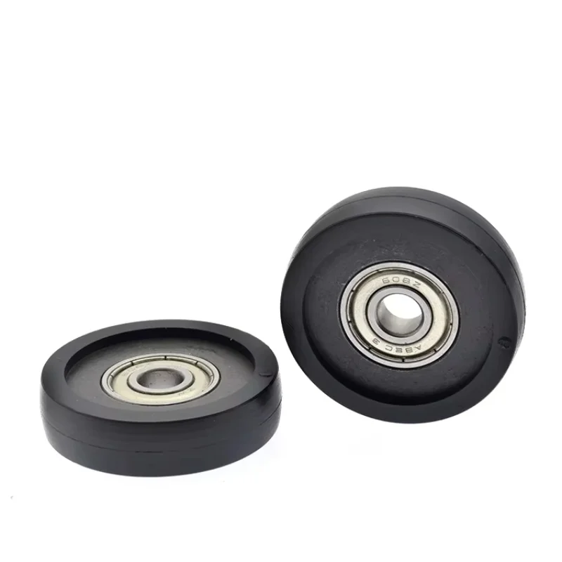 6Pcs 8x44x11mm rubber coated 608 bearing pulley TPU hard rubber polyurethane coated roller guide roller silent conveyor belt view 2