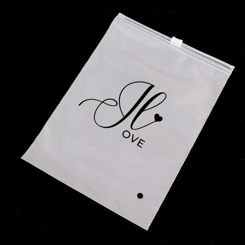 50PCSCustom Storage Frosted Zipper Bags Home Clothing Shirts Business Small Business Packaging Product Bags Print Your Own Logo