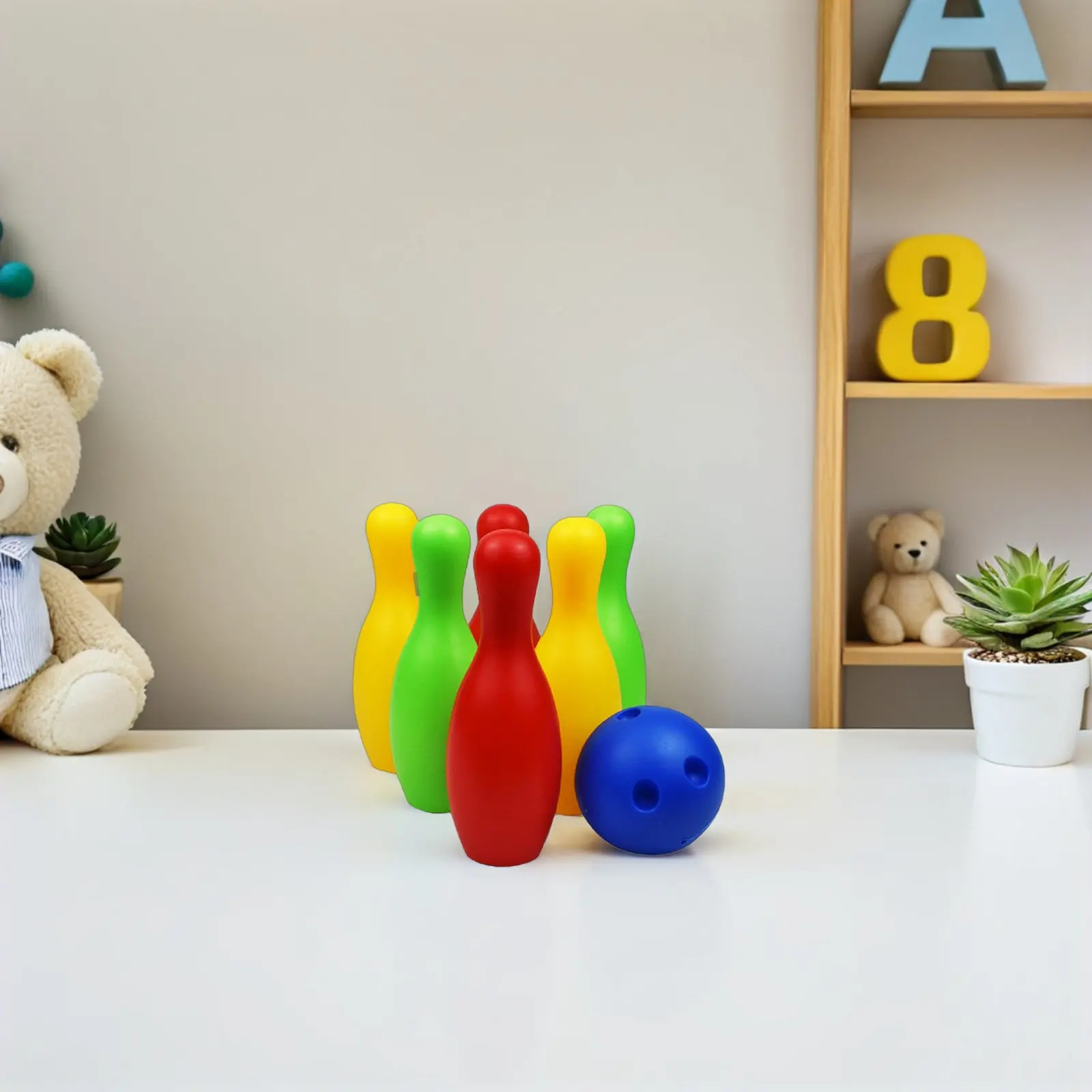 1Pcs Bowling Playset Plastic 19Cm Height Includes Ball 6 Bottles 2 Scorecards Sports Bowling for Kids Children Outdoor