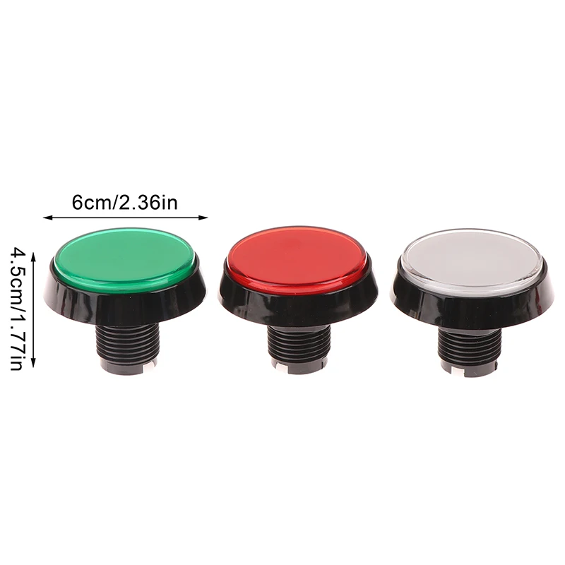 1 pz pulsante arcade 60mm DC 12V LED grande pulsante rotondo 5 colori micro pulsante interruttore pulsante di ripristino automatico per armadio arcade