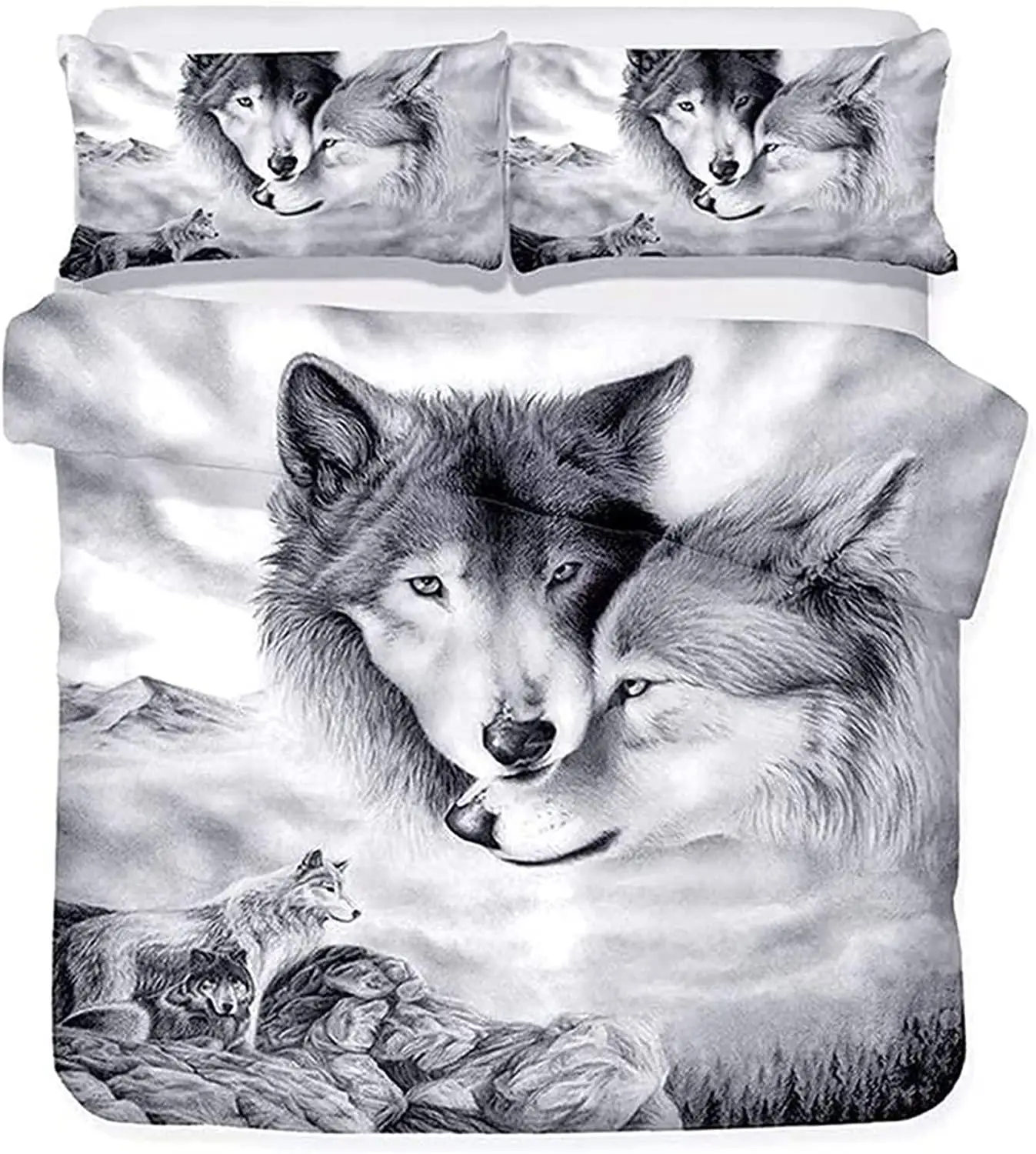 

Customize Fashion Wolf Pattern Bedding Sets Animal Duvet Cover Bed Set Moon Printed Quilt Comfoter Covers Queen Size King Size