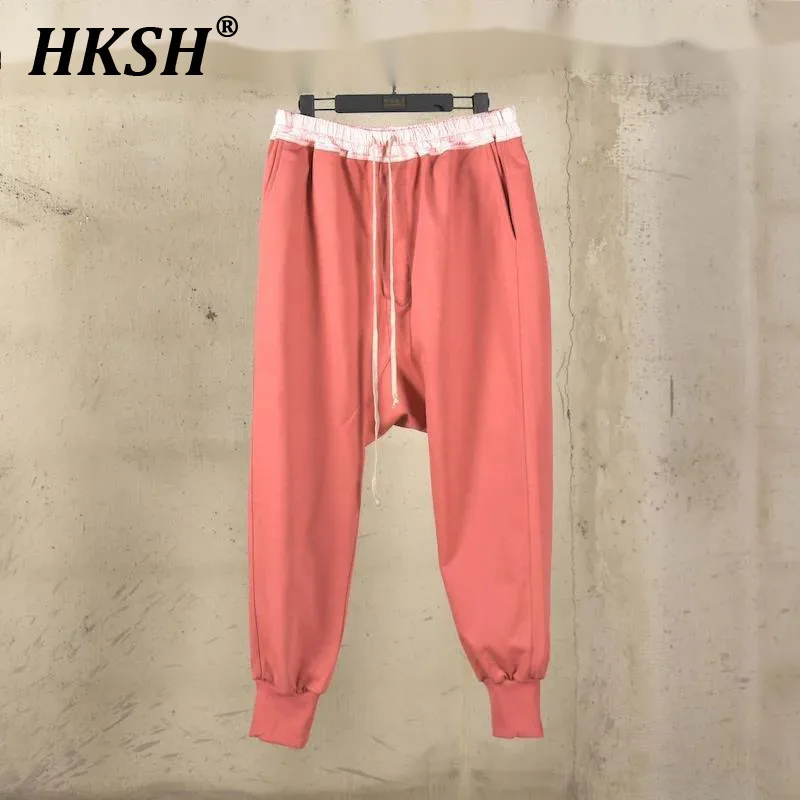 

HKSH Spring Autumn Winter Man Tide Fashion High Street Sweatpants Niche Design Cotton Drawstring Thick Terry Pencil Pants HK6073