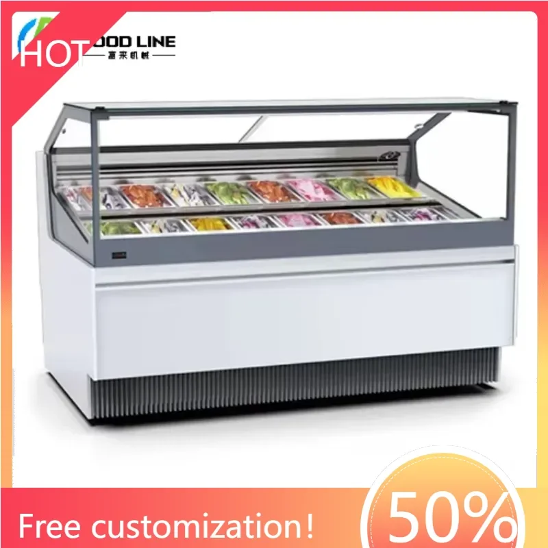 Commercial Ice Cream Showcase Refrigeration Equipment Bakery Display Case with Cooling System Cooked Food Customized