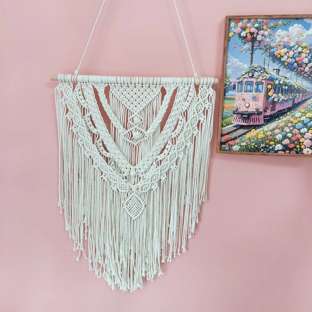 

Boho Hand Woven Tapestry Macrame Wall Tapestries Handcrafted Headboard Background Rustic Home Decor Crafts Wedding Party Gifts
