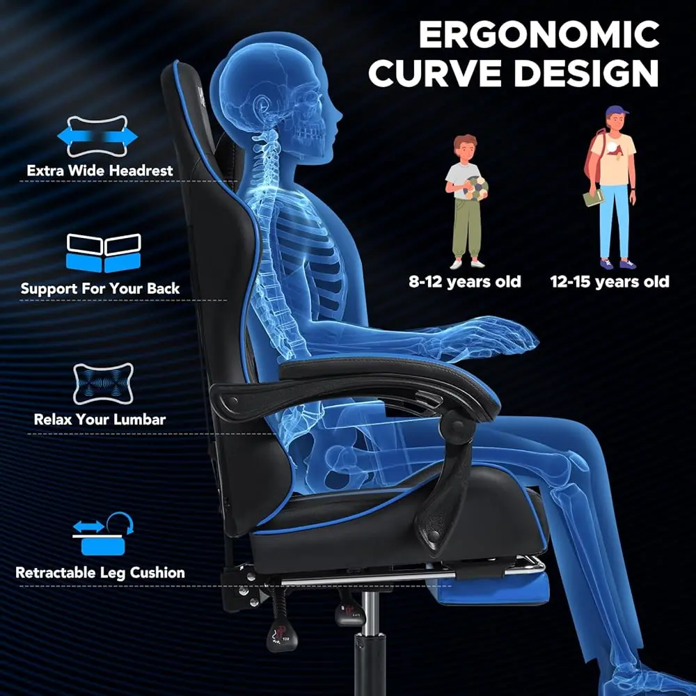 Gaming Chair With Massage Ergonomic Computer Chair With Footrest And Lumbar Support Reclining Pc Game Chair For Boys With