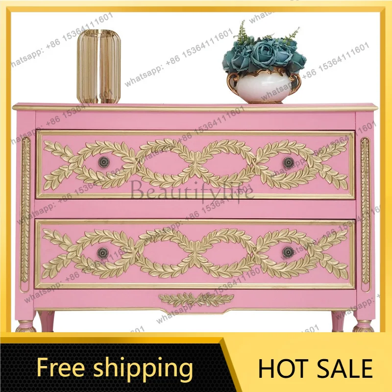 Zj. American light luxury pink living room decorative cabinet European entrance partition cabinet