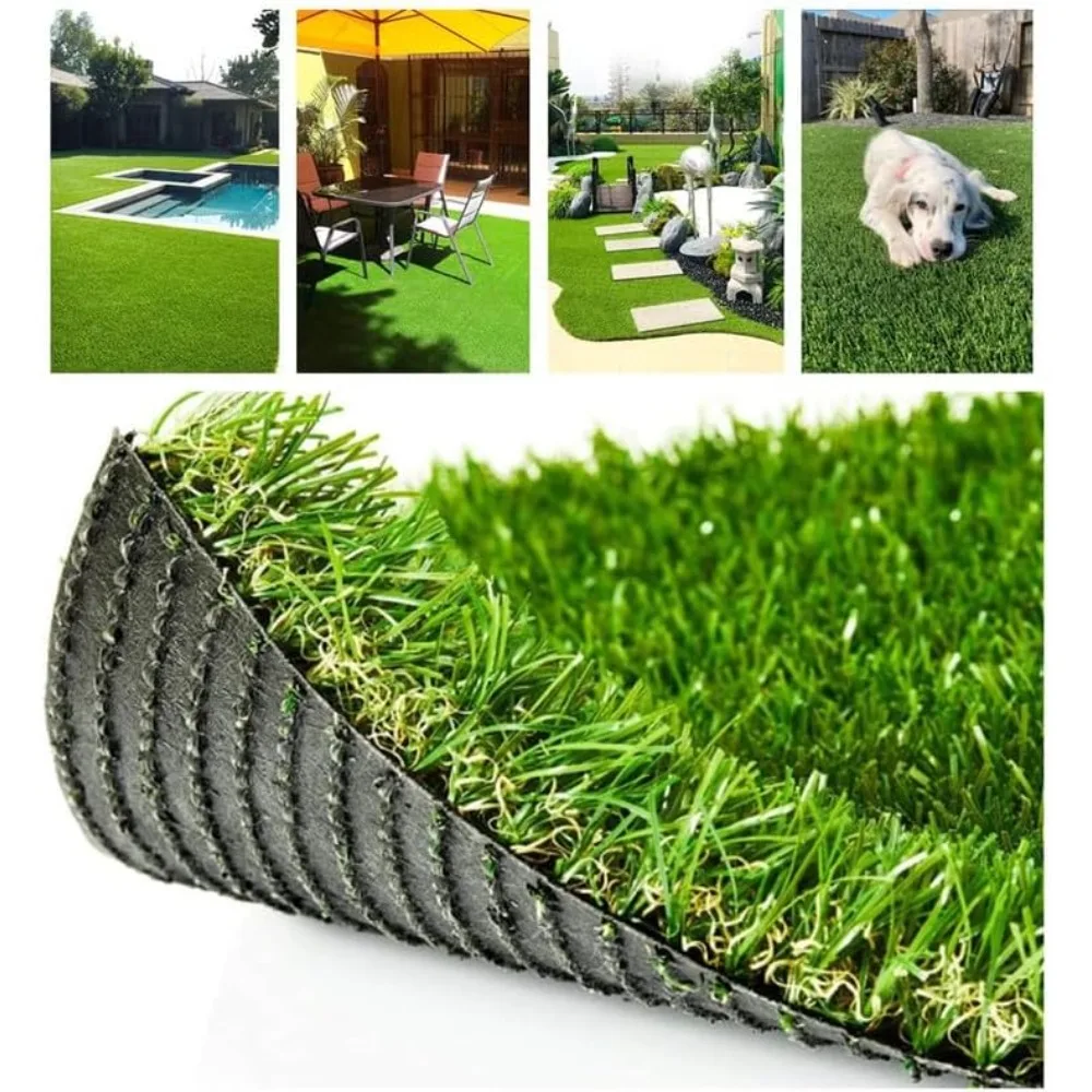 

Deluxe Realistic Artificial Grass Turf,70 Oz Face Weight/Drainage Holes/Rubber Backing, Indoor Outdoor Pet Faux Grass Rug Carpet