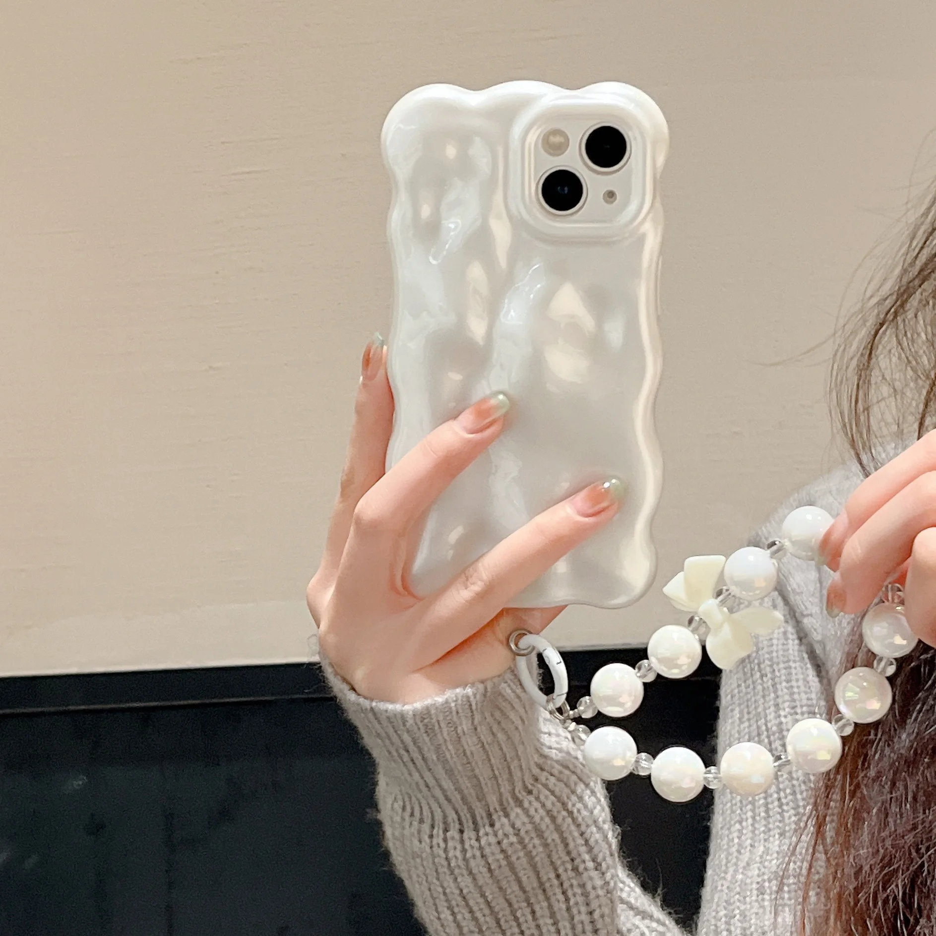 سنو بيرل وايت لطيف أنيق فتاة جراب هاتف آيفون 17 16 15 14 13 12 برو ماكس حافظة لطيف فاخر الكرتون غطاء مقاوم للصدمات #2