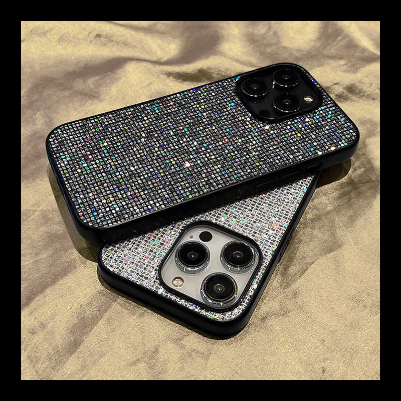 Luxury Glitter Diamond Phone Case For iPhone 16 15 Pro Max 14 13 12 11 XR XS 7 8 Plus SE Bling Rhinestone Shockproof Soft Cover