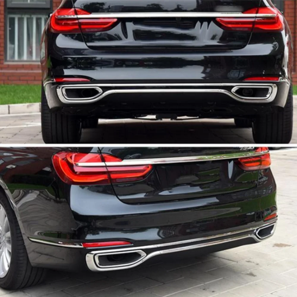 Rear Bumper Bright Strip Exhaust Port Trim Strip  2016 2017 2018 2019 for BMW 7 Series 730Li 740 750