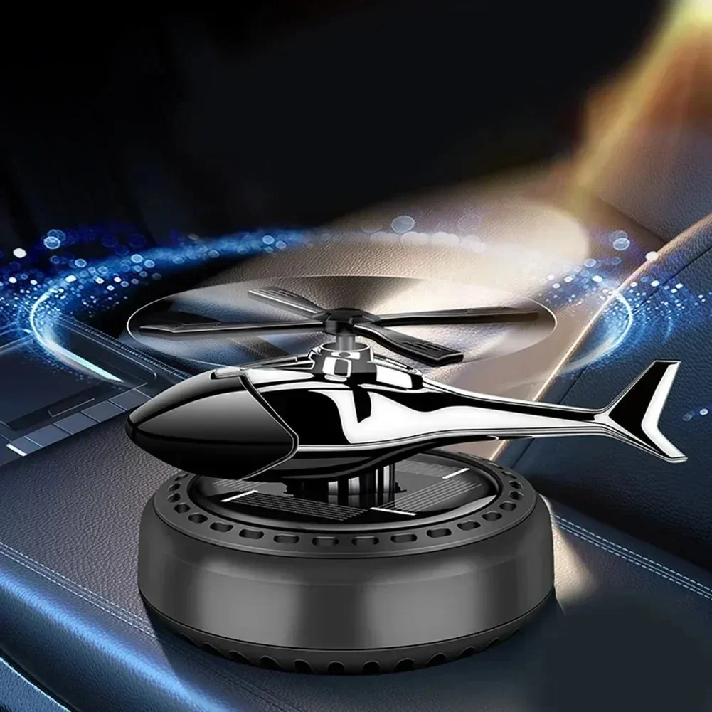 Helicopter Propeller Solar Air Freshener - Styling Car Interior Decor Aromatherapy Diffuser with Rotary Perfume, Solar Powered
