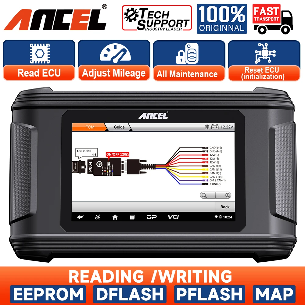 

ANCEL EC500 OBD2 Scanner ECM ECU Flashing Cloning Reset Initialization Read Write EEPROM/Dflash/Pflash/MAP Tool