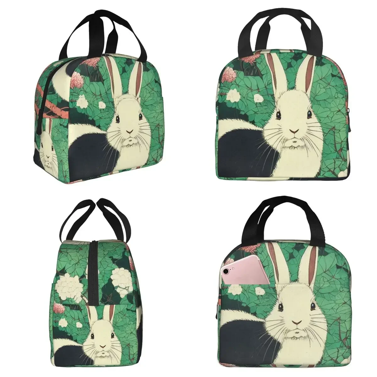 Rabbit In The Nature Forest Anime Insulated Lunch Bag for Kid School Cooler Thermal Food Box Tote Portable Lunch Boxes Container