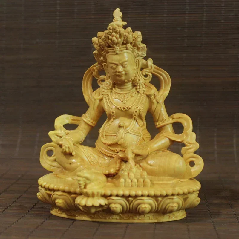 

Solid wood carving Nepal Tantra Zambala God of Wealth，Tara Guanyin Statue,Three-dimensional carving Home Feng Shui Decoration