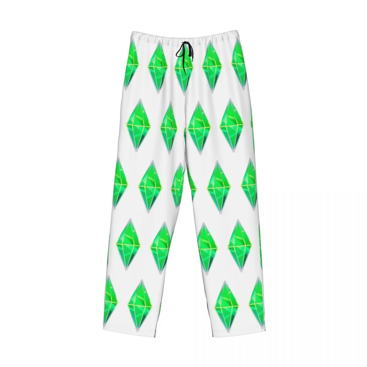 Custom Green Plumbob Sims 4 Pajama Pants Men Sleepwear Sleep Lounge Bottoms with Pockets