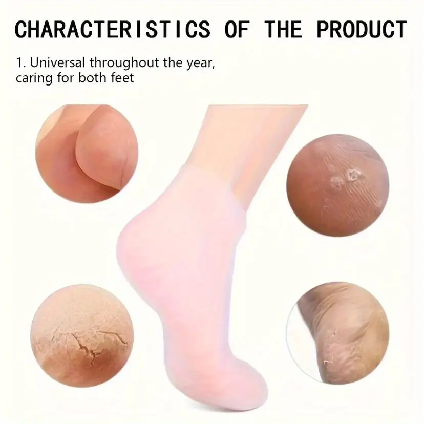 1 Pair Silicone Moisturizing Foot Socks For Dry And Cracked Feet - With Body Lotion Soothing Massage Pedicure Care view 6