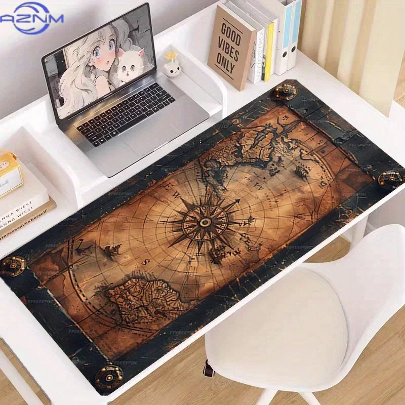 Vintage Nautical Map Large Mouse Pad Rubber Non-Slip Desk Mat Gaming Mousepad Desk Gadgets Computer Table Gaming Mat Playmat
