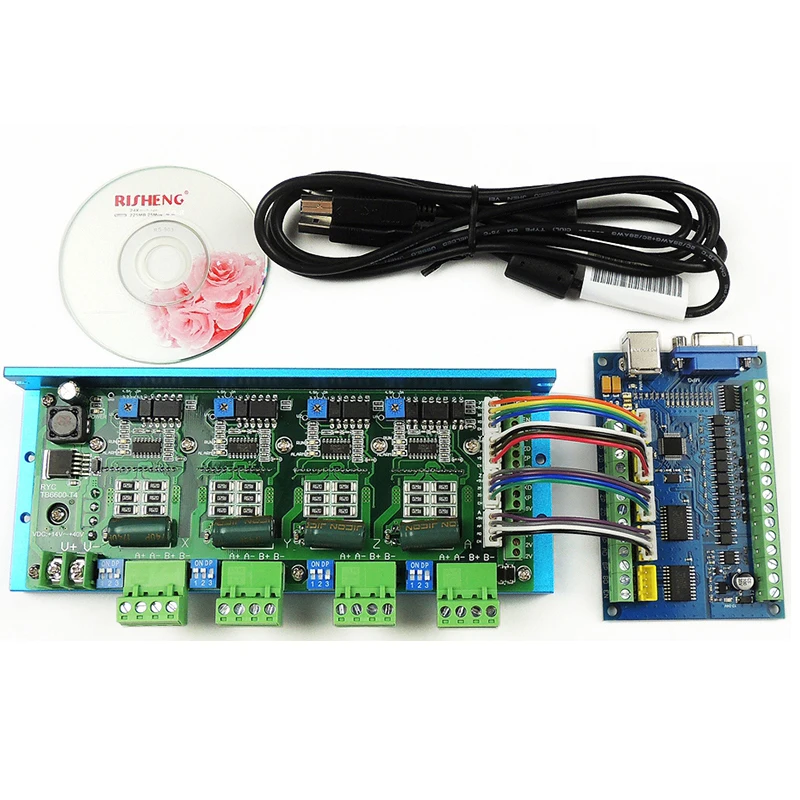 Imagem -02 - Usb Motion Control Board Breakout Cartão Mach3 Eixos Stb5100 100khz Tb6600 Eixos 4.5a Stepper Motor Driver