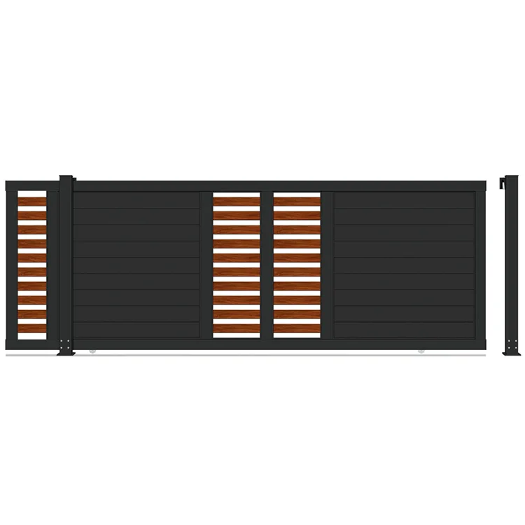 

PRIMA Custom Black with Wood Grain Color Waterproof Outdoor Entrance Door Courtyard Door with Custom System