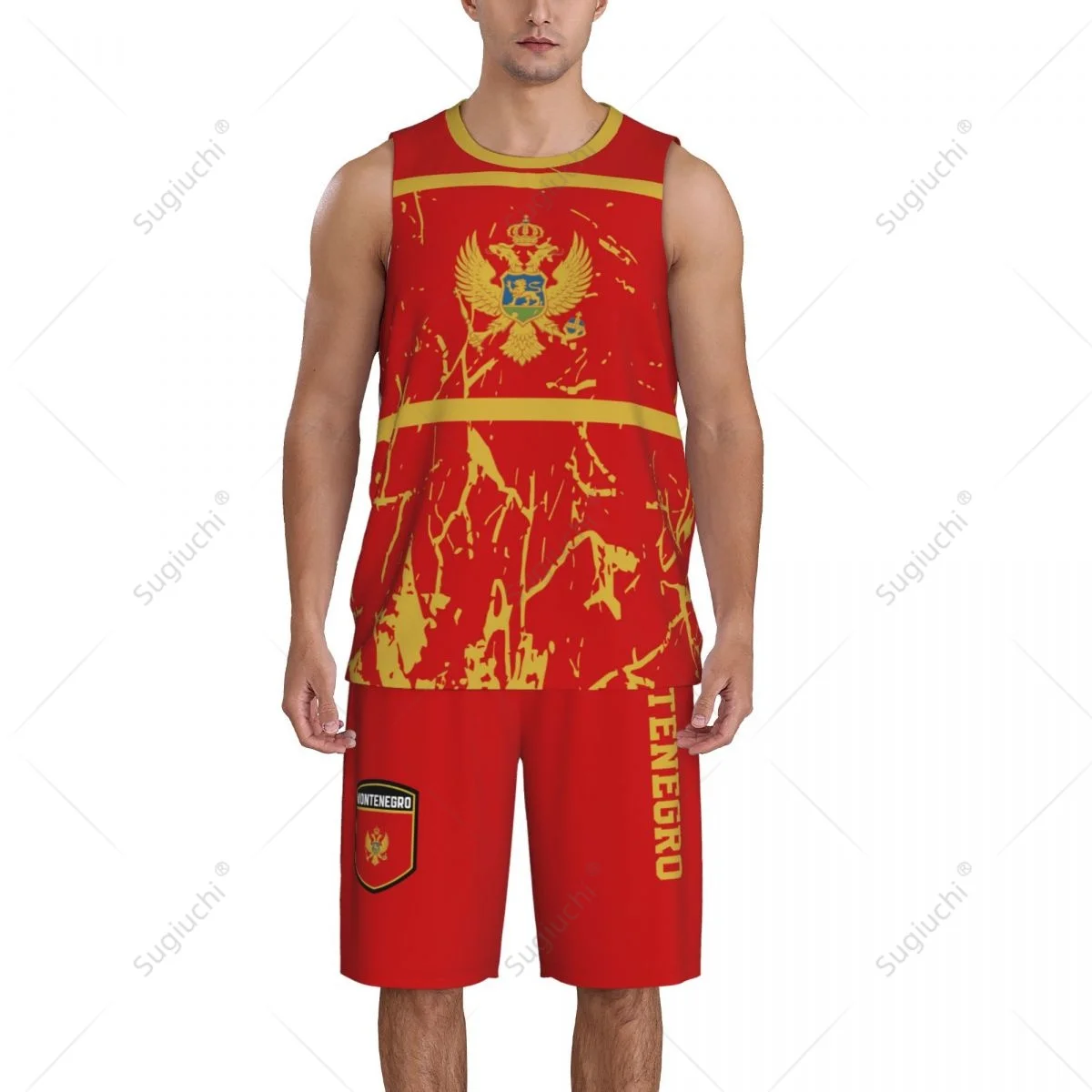 Team-up Montenegro Flag Grain Men Basketball Jersey Set Shirt & Pants Sleeveless Custom Name Nunber Exclusive