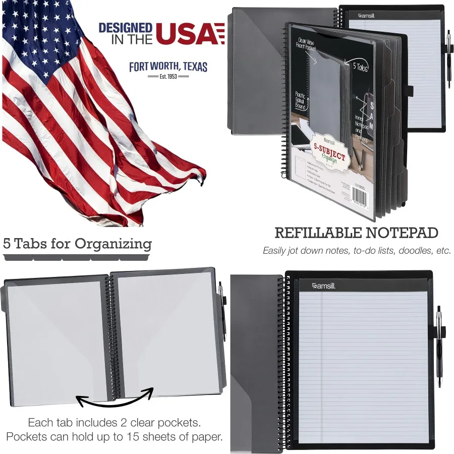 

10-карманный полиорганайзер с 5 разделителями для файлов размеров с буквами, многоразовый блокнот, настраиваемая передняя крышка, стираемая запись Ta