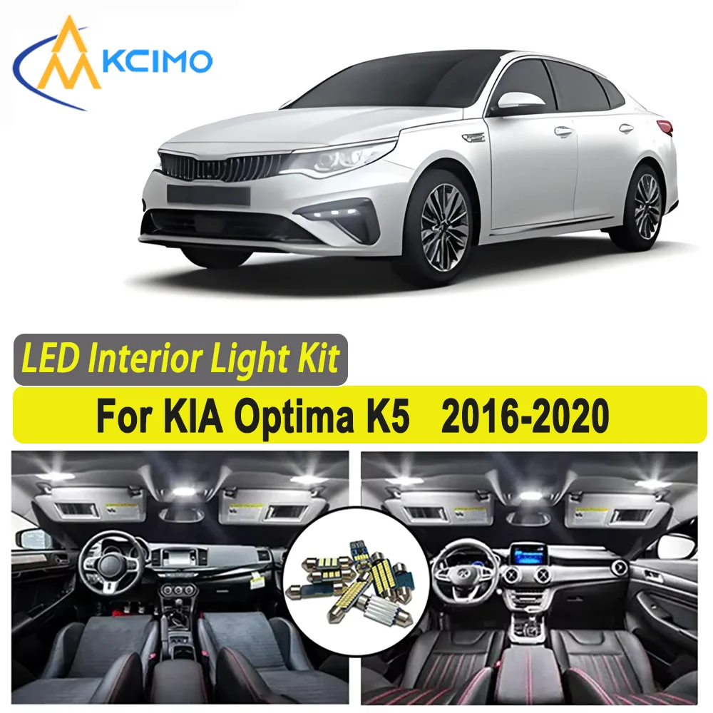

Kcimo LED для KIA Optima K5 2016 2017 2018 2019 2020 Премиум Яркий светодиодный внутренний купол Карта багажника Комплект автомобильных светодиодных ламп Автомобильный светодиод