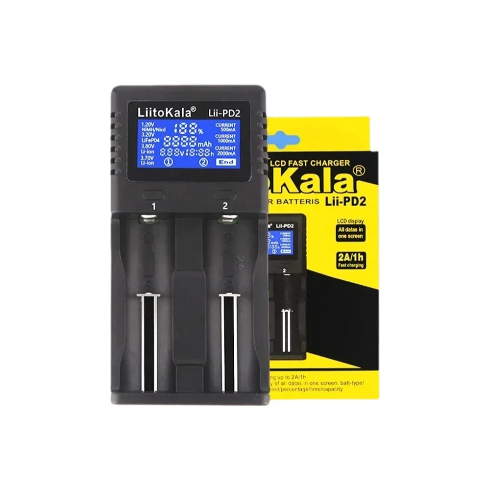 LiitoKala Ładowarka do baterii litowych 3.7V Lii-PD2 Lii-PD4 LCD do 21700 20700 18650 18350 26650 22650 14500 — zdjęcie produktu 7