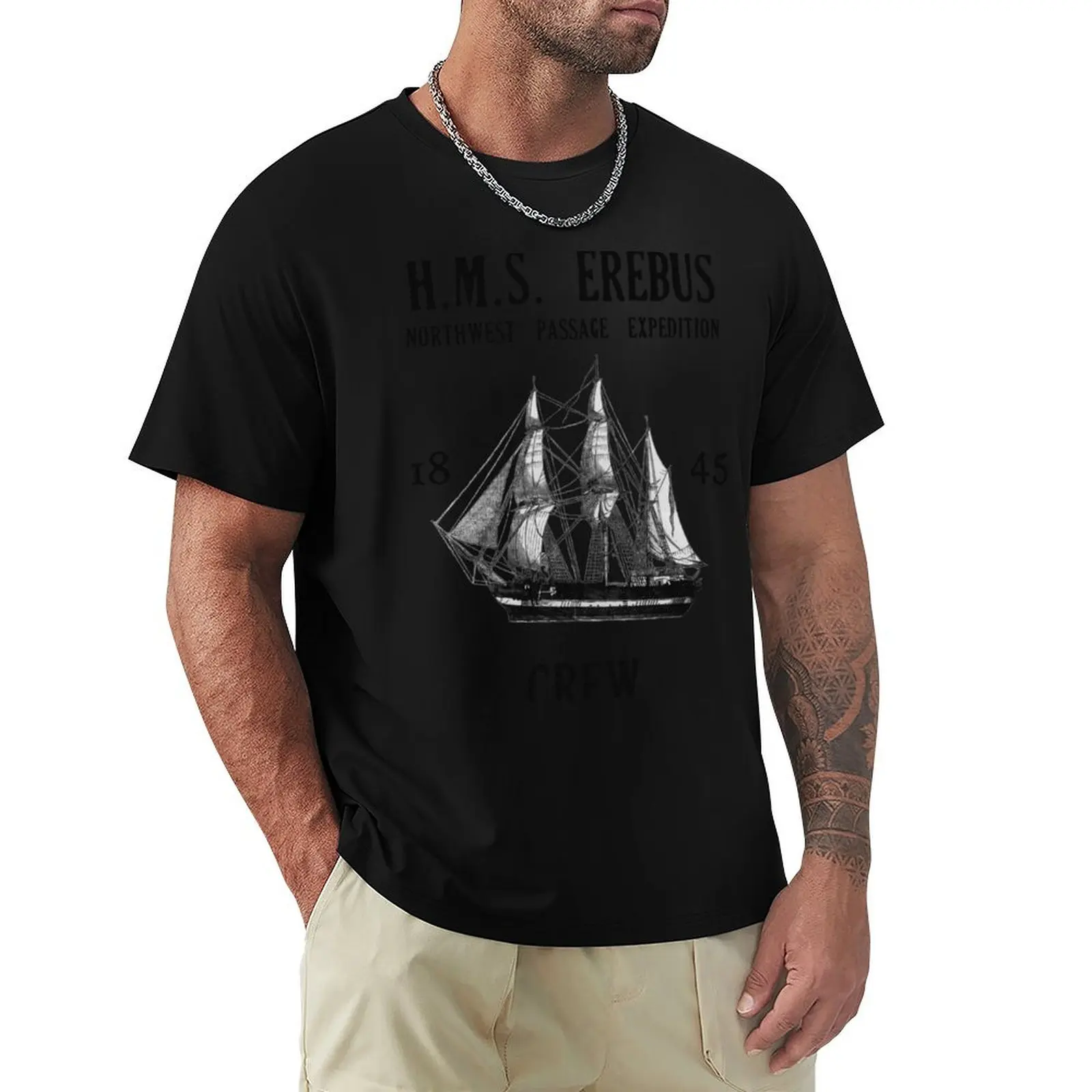 H.M.S. Camiseta Erebus, camiseta básica de talla grande y alta