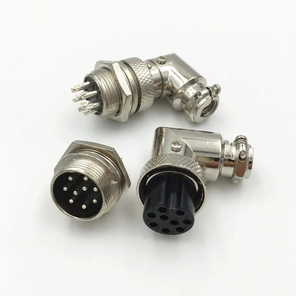 الزاوية اليمنى XLR موصل الطيران ، أنثى التوصيل ذكر الهيكل جبل المقبس ، 90 درجة الكوع ، 2 3 4 5 6 7 8 9 دبوس ، GX16 ، 1Set #6