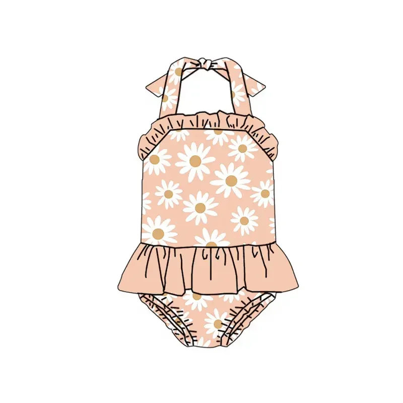 

Hot sale fashion baby girl swimsuit bikini sleeveless little girl swimsuit ruffle lace seaside swimsuit for baby girls