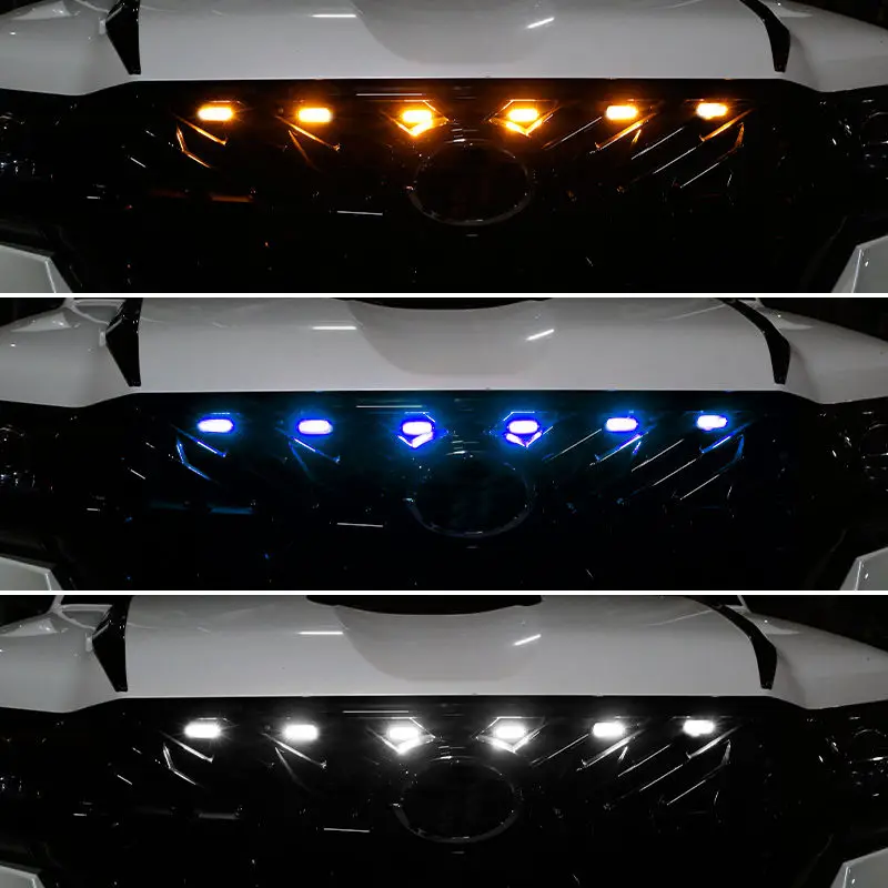 NEW 4pcs APP/Remote Control For Nissan Kicks 2018 2019 2020 2021 Grille LED Amber Light Raptor Grill Trim Cover Car Accessories