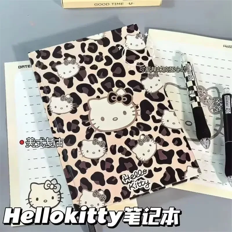 A5 Sanrio Hello Kitty Notebook Cute Cartoon KT Cat Leopard Thickening of Hard Shell Student Diary Portable Cashbook Child Gifts