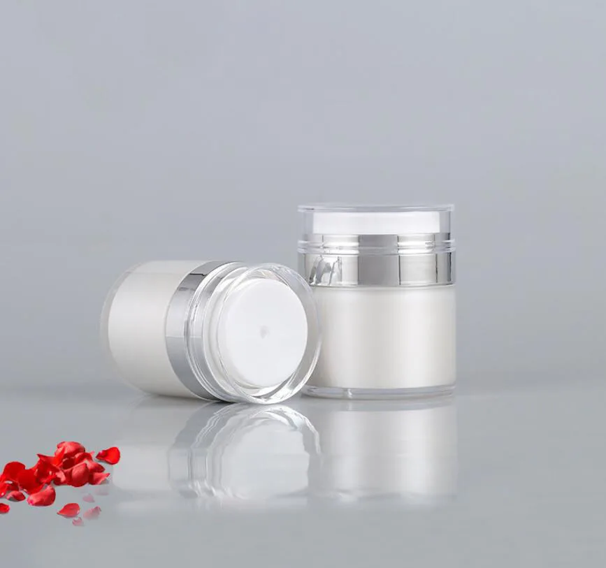15 กรัมสีขาวมุกพลาสติกอะคริลิคโถหม้อเอสเซ้นส์โลชั่นรองพื้นเจลครีมความชื้นโลชั่นบำรุงผิวเครื่องสำอางบรรจุภัณฑ์