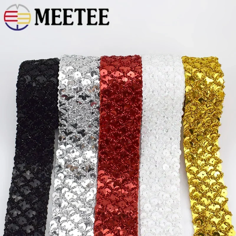 

5/10Meter 35mm Sequin Lace Trim Ribbon For Stage Garment Dance Dress Paillette Tape Wedding Decoration DIY Sewing Accessories