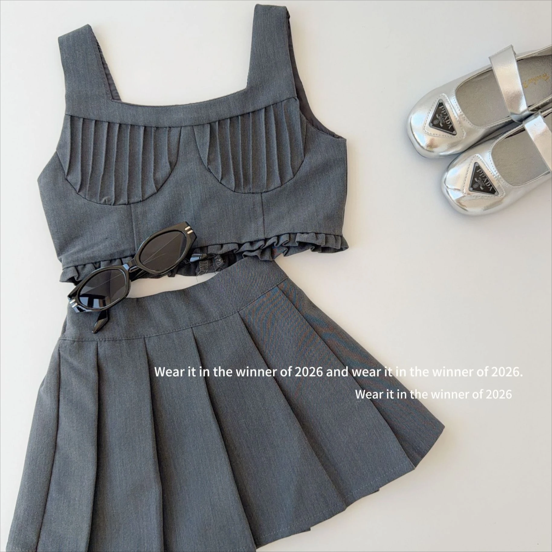 Girls Suit 2026 Spring and Autumn New Childrens Clothing Korean Girl Baby Lady Temperament Suit Vest Pleated Skirt Two Sets