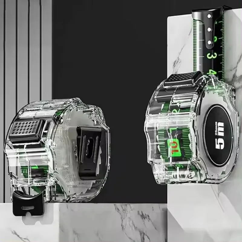 

High Precision Thickened Wear-resistant Drop-proof 10M Self-Locking Black Fluorescent Tape Measure