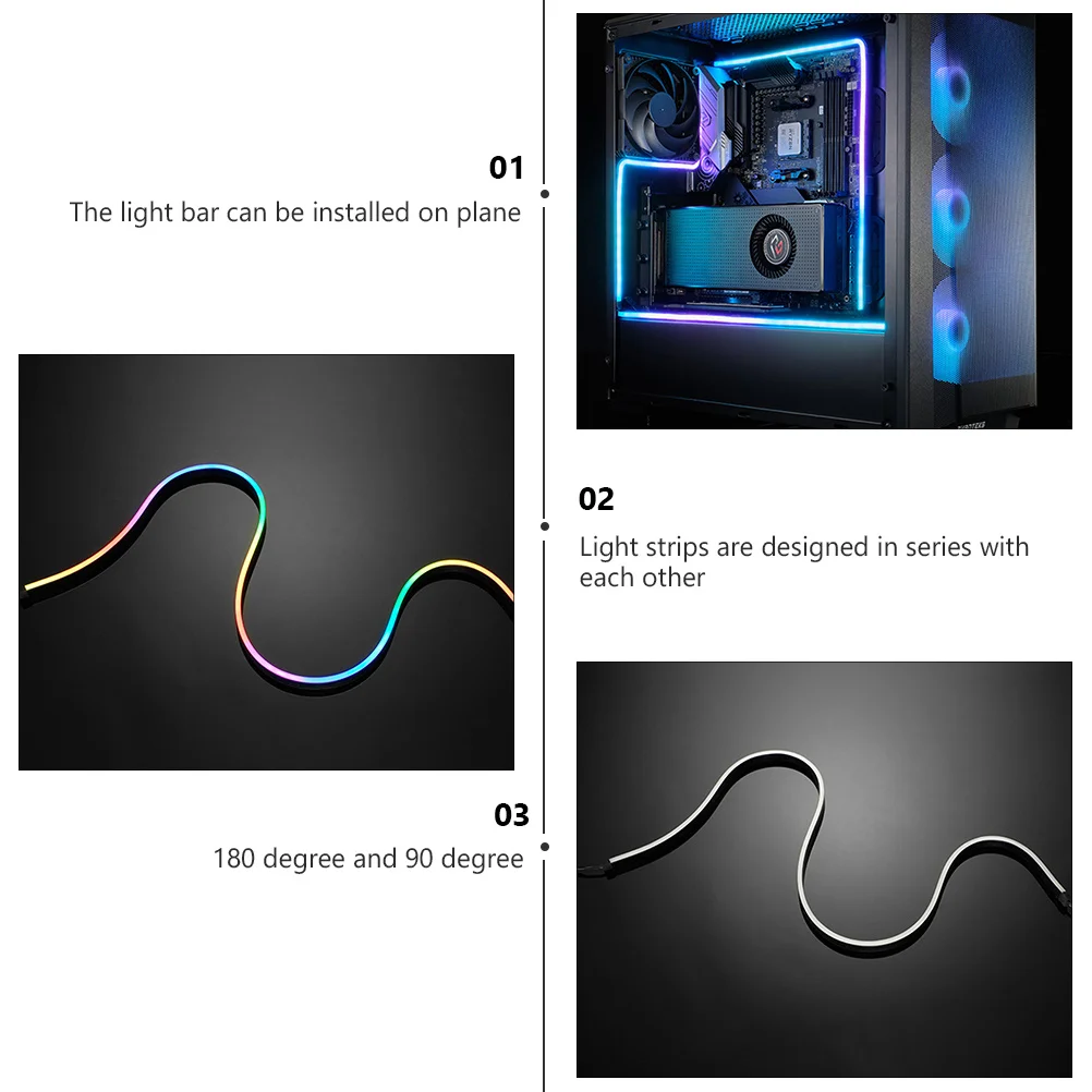 

1 pc Strip Case Light Degree Computer Rgb Bendable Flexible Pc Lamp For Computer Case Motherboard Decor Led