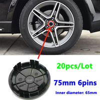 20 Pcs 75mm 6 pin A1674015900 For Car Rim Dust-Proof Cover Logo Badge Wheel Center Hub Cap Emblem Auto Styling Accessories