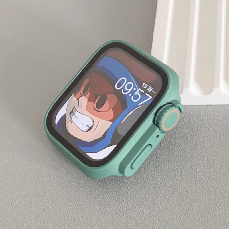 Change to Ultra Case+Protective Glass Film For Apple Watch Series 9 8 7 6 SE 5 4 Matte Cover For iWatch 45mm 44mm 42mm 41 40 38