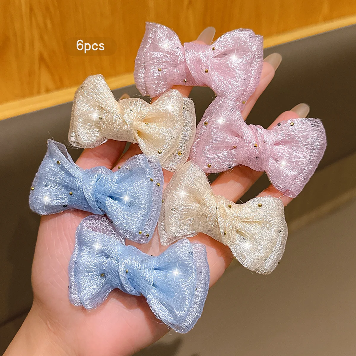 

6 sweet and versatile temperament simple colored bow hair clips suitable for daily hair accessories