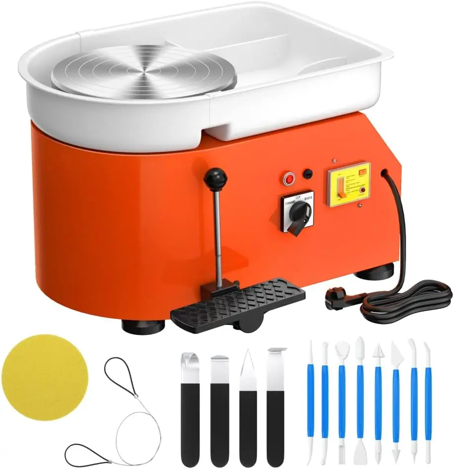 Pottery Wheel Pottery  Machine 25CM 350W Electric Pottery Wheel with Detachable Basin Foot Pedal DIY Clay Tool Ceramic Ma