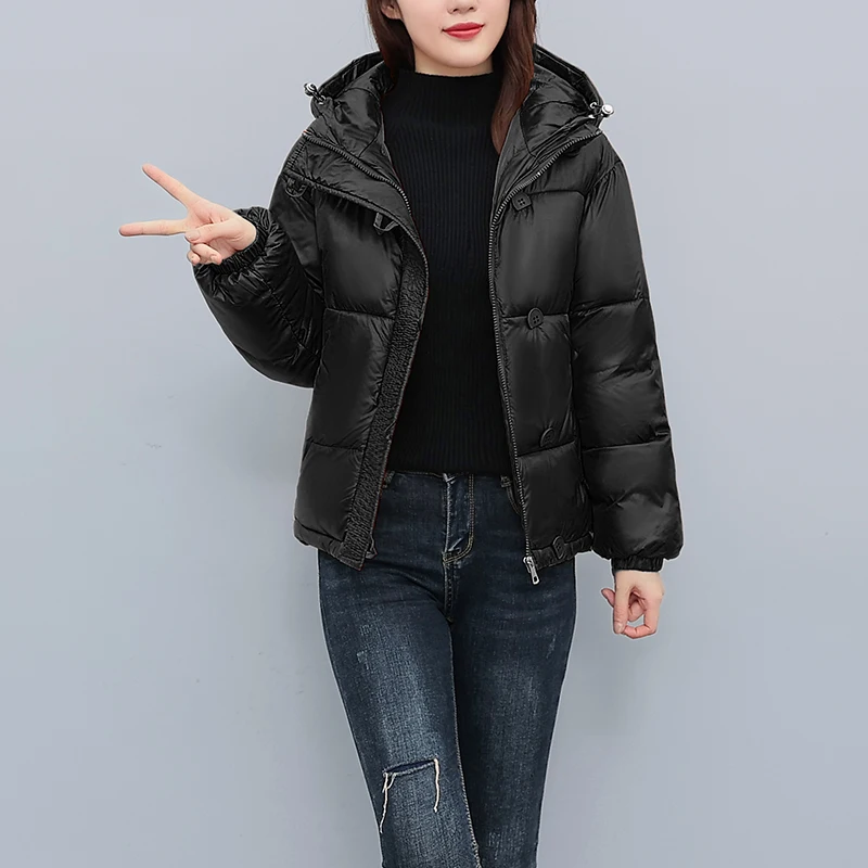

Женская зимняя новая хлопковая стеганая куртка 2025 года, корейская версия, модное свободное женское утолщенное теплое универсальное пальто с капюшоном