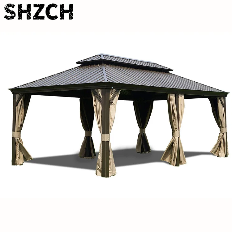 Custom Luxury Super Hardtop Aluminum Gazebo Tent Strong Sidewall Powder Coated Wood Plastic Frame Elegant Pergola Arbours