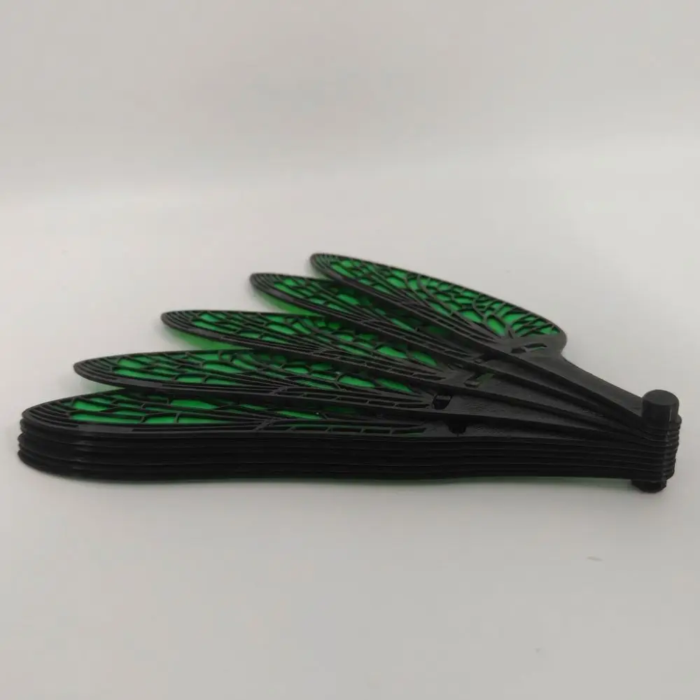 3D Printed Dragonfly Wing Folding Fan Portable Realistic Feather Handheld Feather Fan Plastic Handmade Art Summer Cooling Fan