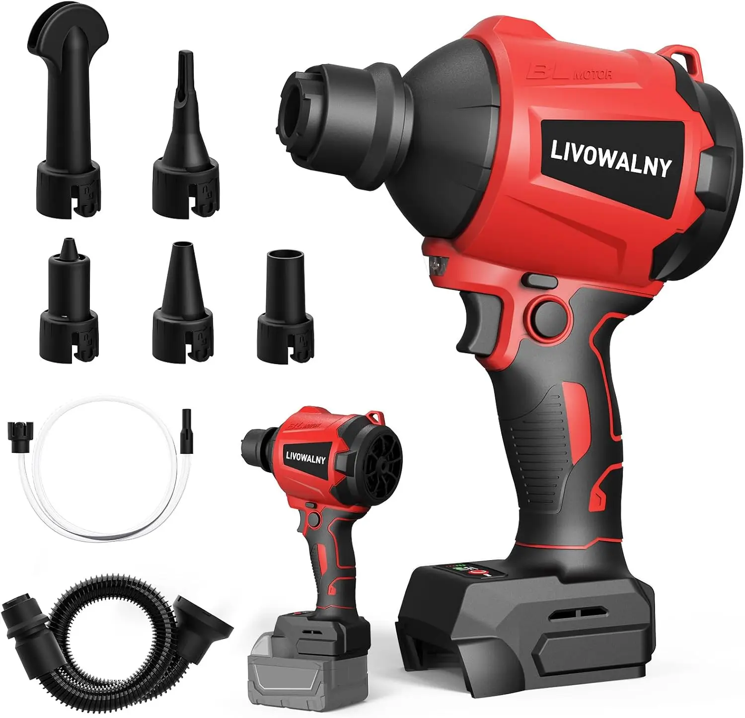 

Cordless Dust Blower for Milwaukee 18V Battery, LIVOWALNY Leaf Blower Brushless Handheld Air Blower Sawdust Blower 447 MPH/39 CF