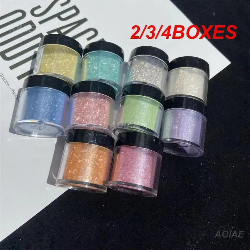 2/3/4BOXES Aurora Glitter Long Lasting Shine Easy To Color 5g Round Box Manicure Tools Glitter Firm And Long-lasting Art Glitter