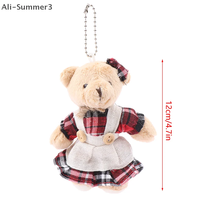Cartoon Tragen Kleidung Bär Plüsch Spielzeug Schlüsselbund Weiche Angefüllte Puppe Anhänger Rucksack Auto Tasche Schlüssel Ring Decor Kind Geschenk