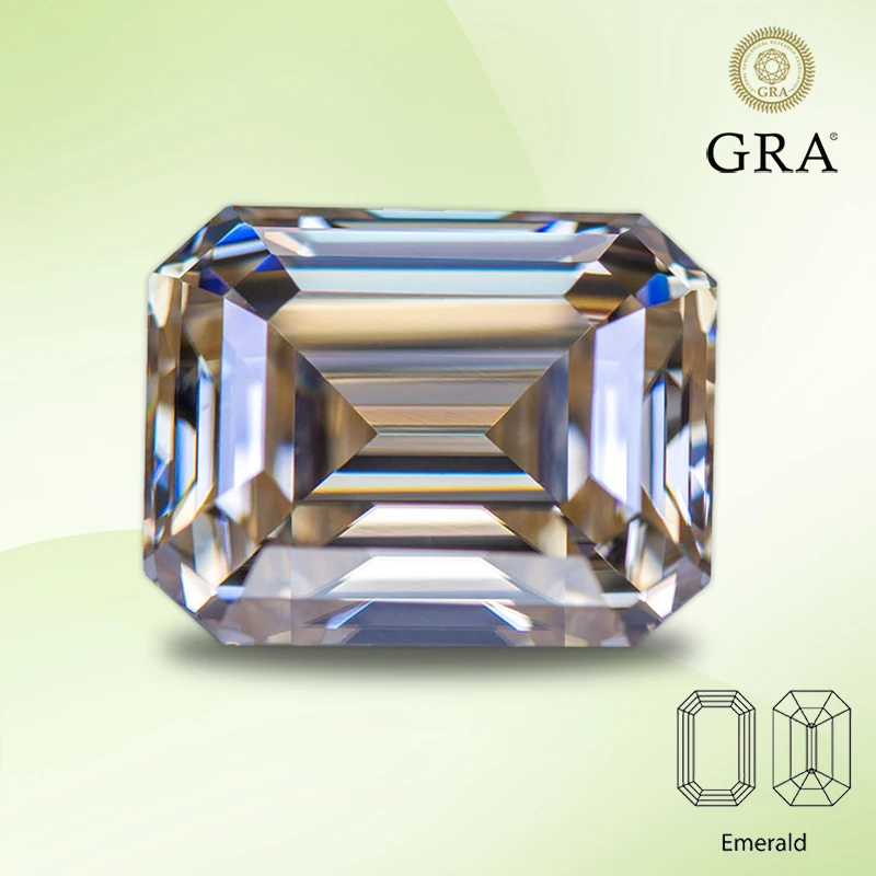 

Moissanite Lab Grown Diamond Primary Color Tea Yellow Emerald Cut Gemstone for DIY Jewelry Making Materials with GRA Certificate