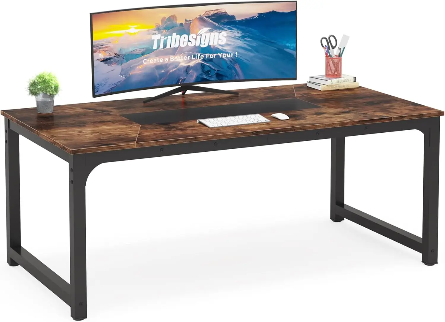 Modern computer desk, 70.8 x 35.4 inch large executive desk Computer desk Study desk workstation, home office